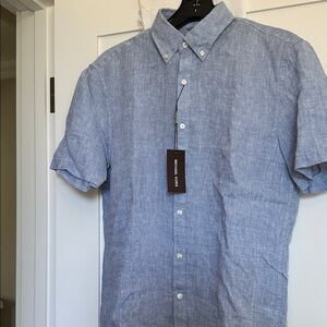 NWT- Men’s Michael Kors Light Blue Linen Casual Button Down Shirt